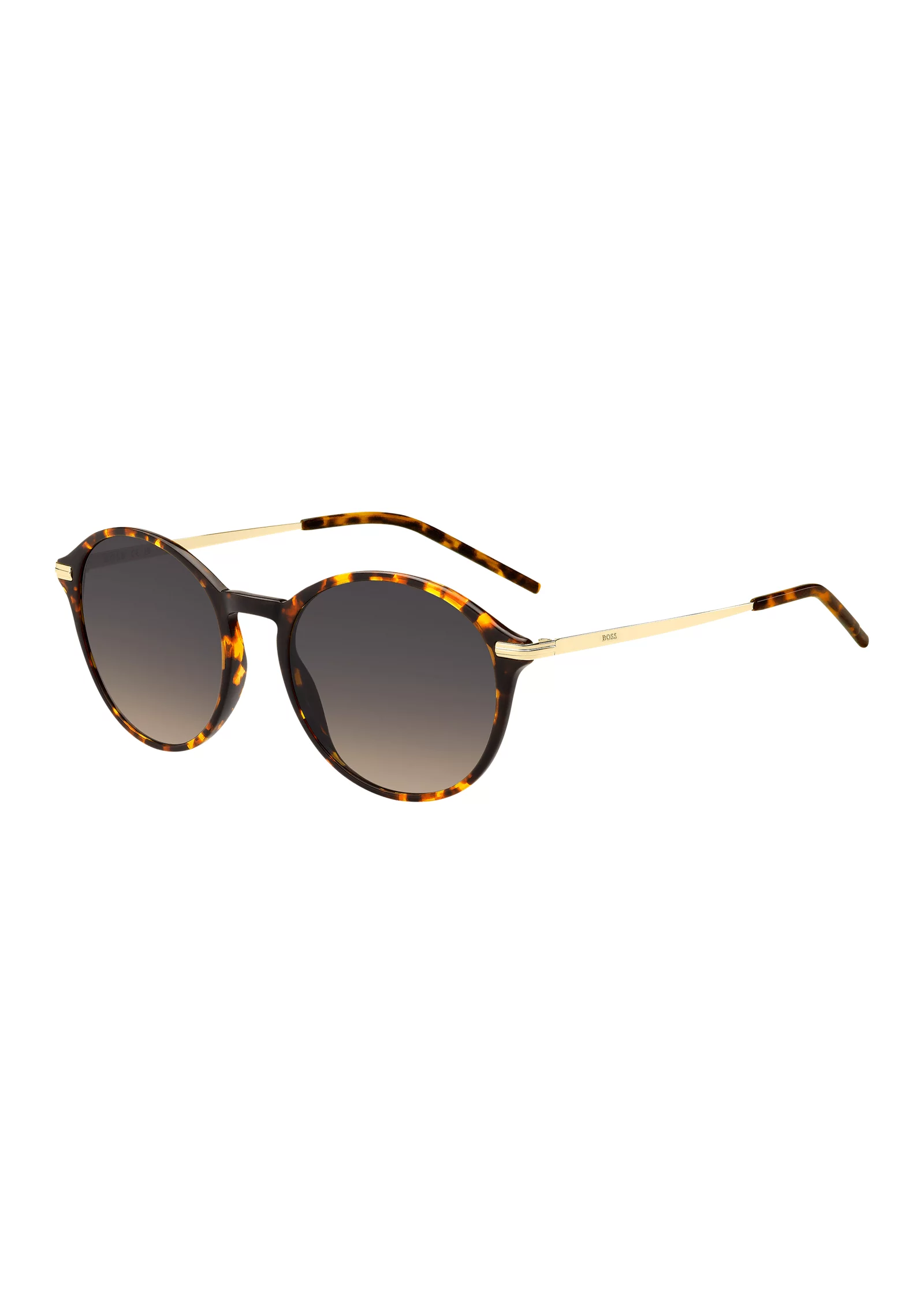 hbeu58122760_999_220 Round sunglasses in Havana acetate with gold-tone temples - Image 1