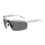 Mask-style sunglasses in white with 3D-logo temples