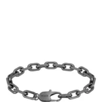Grey-plated steel cuff with branded clasp