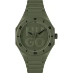 Green watch with tonal silicone strap