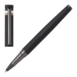 Black logo-detail rollerball pen with signature-stripe cap
