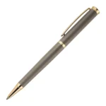 Taupe ballpoint pen with gold-tone accents