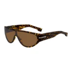 Mask-style sunglasses in monogram-patterned acetate