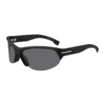 Mask-style sunglasses in black with silver-tone hardware