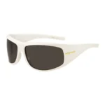 Mask-style sunglasses in white with gold-tone hardware
