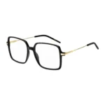 Black-acetate optical frames with gold-tone temples