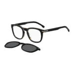 Patterned-acetate optical frames with clip-on shaded lenses