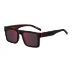 Black sunglasses with signature red accents
