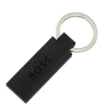 Logo key ring in black silicone and brass