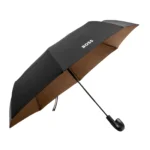 Black pocket umbrella with camel interior