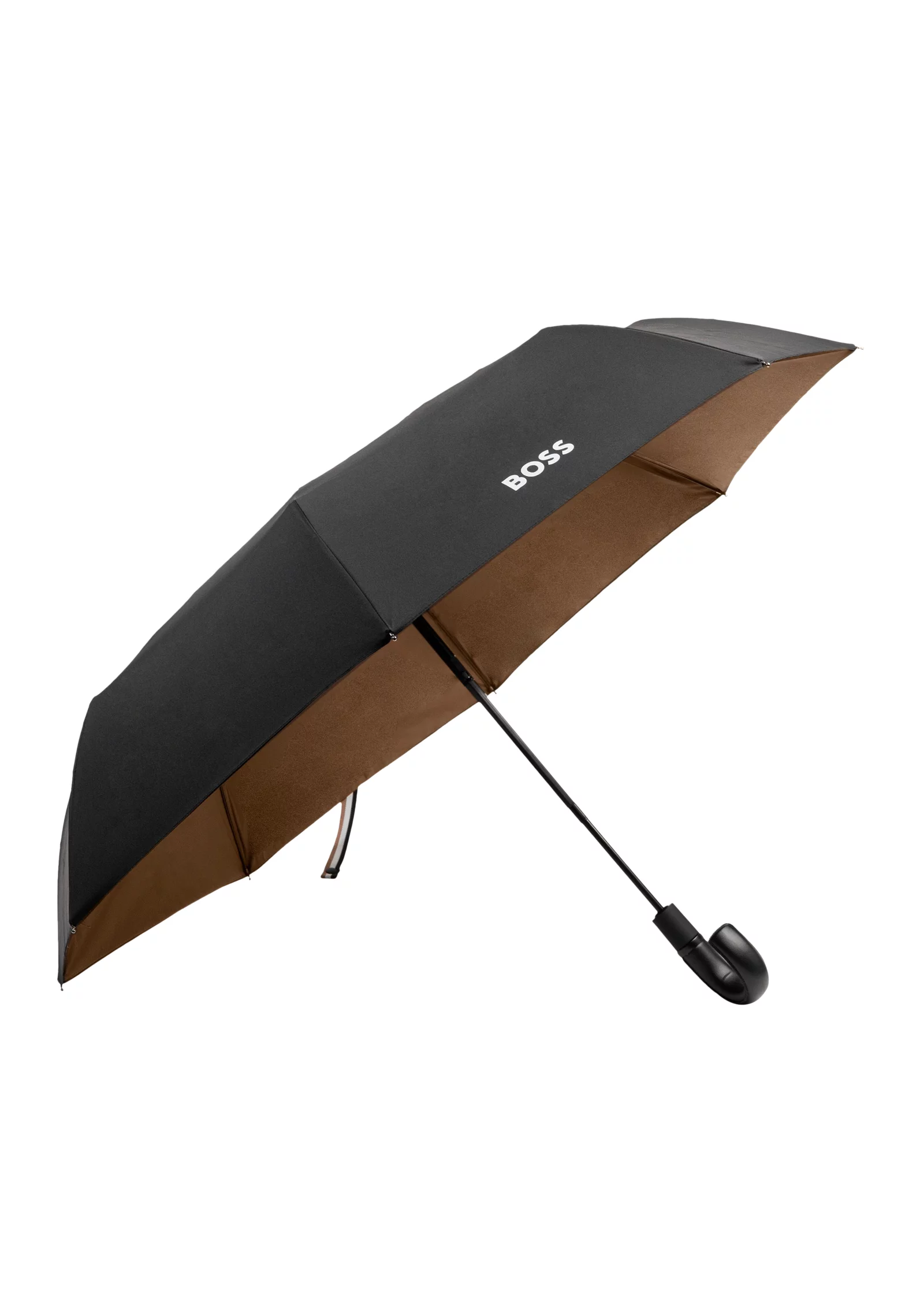 hbeu58138542_001_200 Black pocket umbrella with camel interior - Image 1