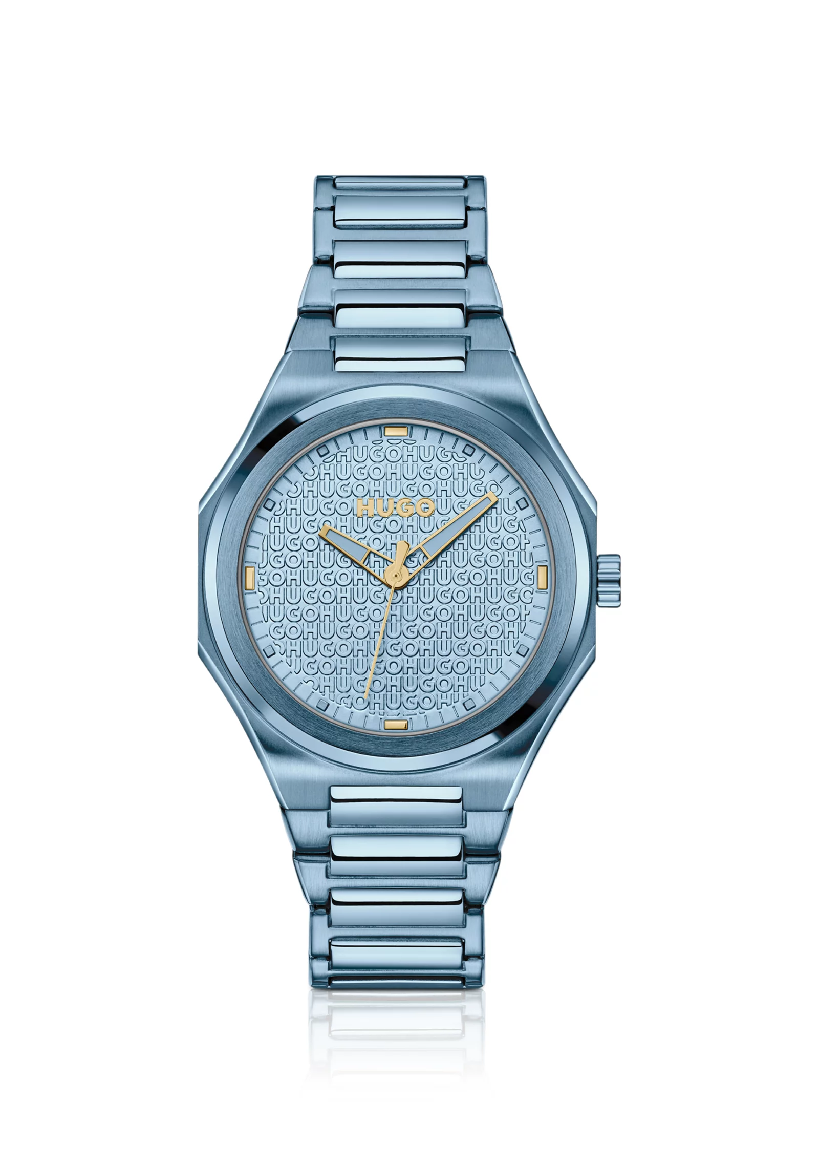 hbeu58244964_999_200 Blue-steel watch with logo-textured dial - Image 1