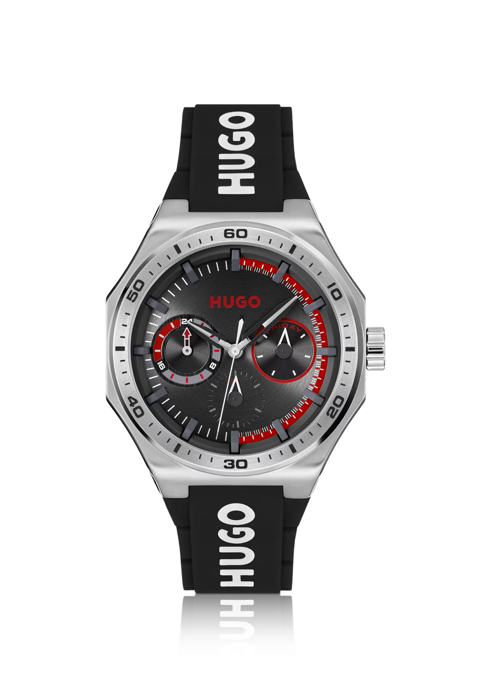 hbeu58244975_999_200 Silver-tone watch with silicone logo strap - Image 1