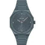 Blue-aluminium watch with logo-textured dial