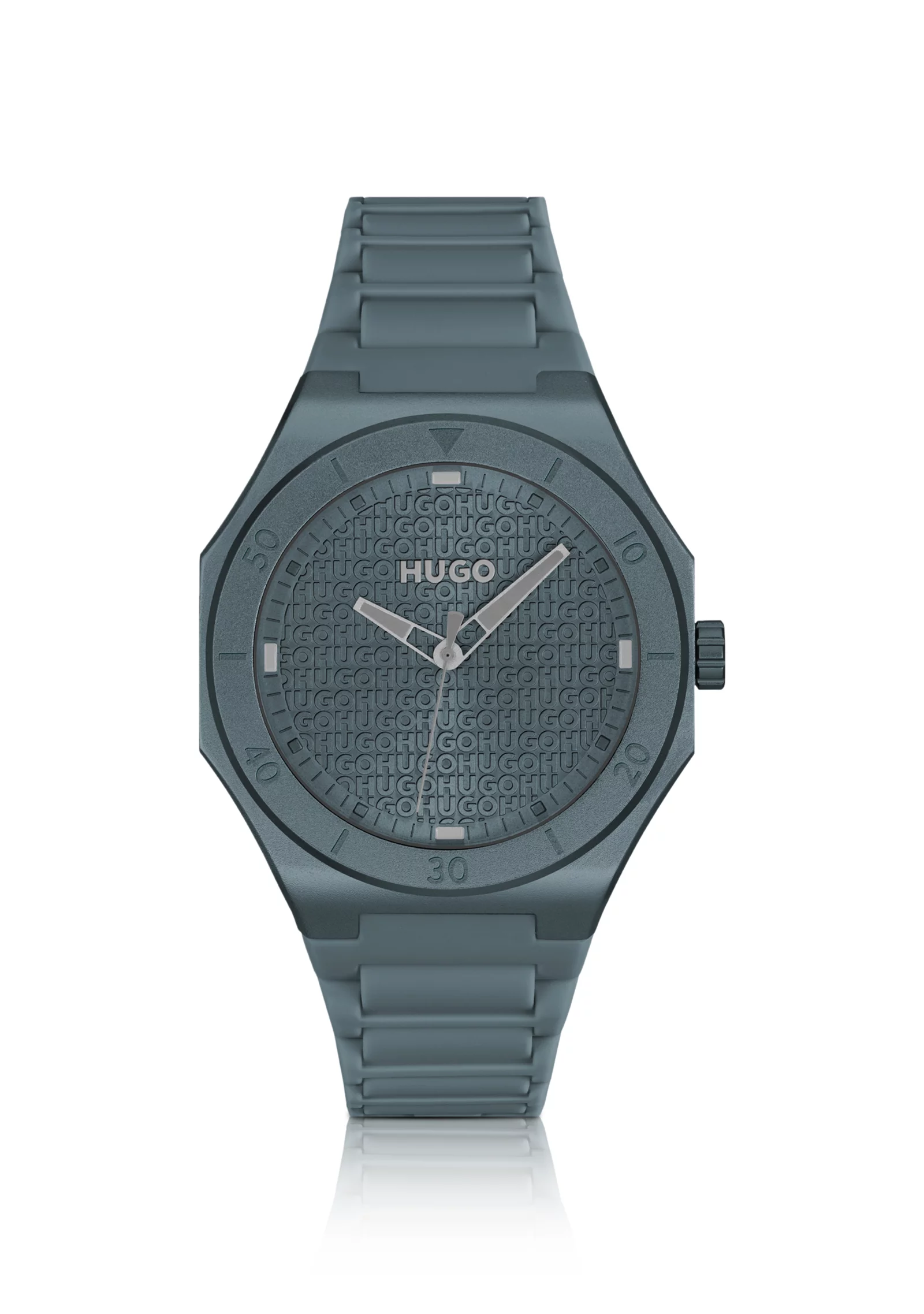 hbeu58244978_999_200 Blue-aluminium watch with logo-textured dial - Image 1