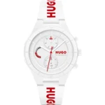 #LIT MULTI White watch with silicone logo strap