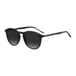 Black-acetate sunglasses with tubular metal temples