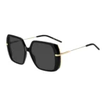 Layered black-acetate sunglasses with gold-tone temples