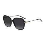 Black-acetate sunglasses with metal temples