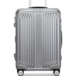 BOSS x Samsonite silver aluminium cabin-size suitcase 55cm