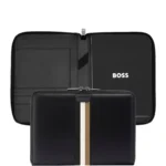 A4 conference folder in faux leather with signature stripe