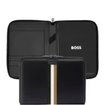 A5 conference folder in faux leather with signature stripe