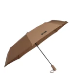 Monogram-canopy pocket umbrella in camel