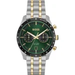 TOURMASTER Green-dial watch with two-tone bracelet
