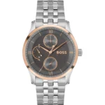 PRINCIPLE MASTER Grey-textured-dial watch with multi-link bracelet