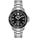TROPER SPORT Black-dial watch with steel bracelet