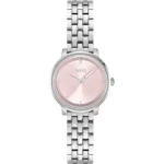 Pink-dial watch with multi-link bracelet