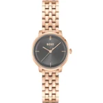Carnation-gold-effect watch with grey dial