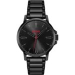 Black-plated watch with tonal steel bracelet