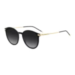 Black-acetate sunglasses with gold-tone temples
