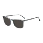 Transparent-blue sunglasses with temple logo