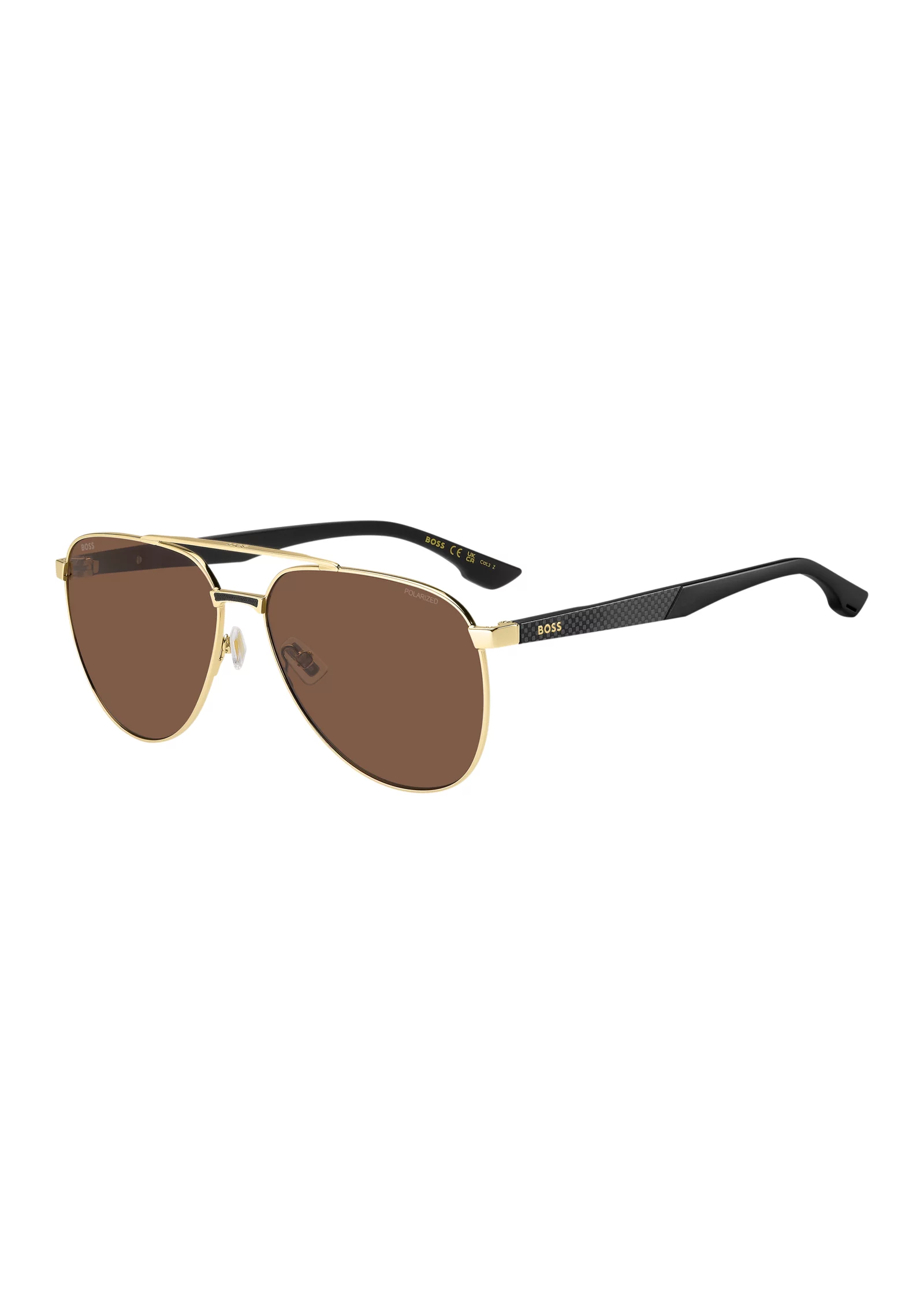 hbeu58609792_999_220 Gold-tone sunglasses with patterned temples - Image 1
