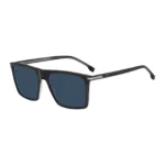 Black-acetate sunglasses with temple stripe