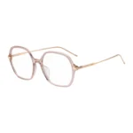 Pink-acetate optical frames with temple stripe