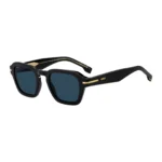 Black-acetate sunglasses with gold-tone trims
