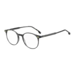 Dark-grey optical frames with gold-tone trims