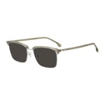 Titanium-temple sunglasses with lasered-engraved logos