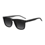 Matte-black sunglasses with patterned temples
