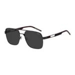 Black double-bridge sunglasses with rubber logo