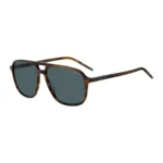 Horn-acetate sunglasses with double bridge