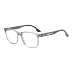 Transparent-grey optical frames with logo plaque