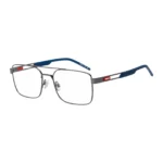 Metal optical frames with contrast rubber logo
