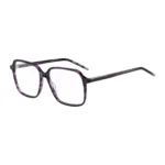 Violet-horn optical frames with temple logo