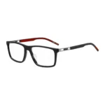 Black-acetate optical frames with cut-out logo