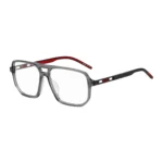 Grey-acetate optical frames with cut-out logo
