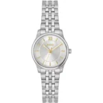 Graceful silver-tone watch with sunburst-patterned dial